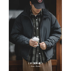 馬登工裝美式復古連帽夾克羽絨服白鴨絨加厚保暖防寒防風外套男冬