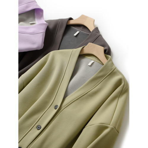 女士珠地棉加絨外套 一體奧麗絨保暖衛衣開衫 V領上衣秋冬款女裝 女士珠地棉加絨外套 一體奧麗絨保暖衛衣開衫 V領上衣秋冬款女裝