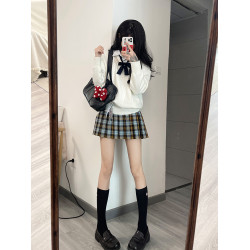 酒心奈奈熊 袖白雪 jk毛衣套頭v領學院風奶白色校供日製針織衫秋