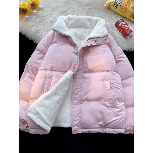 冬季羽絨服女雙面穿加厚加絨兔毛軟fufu小個子學生麵包服外套潮牌 冬季羽絨服女雙面穿加厚加絨兔毛軟fufu小個子學生麵包服外套潮牌