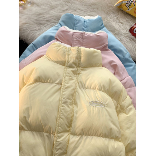 冬季羽絨服女雙面穿加厚加絨兔毛軟fufu小個子學生麵包服外套潮牌 冬季羽絨服女雙面穿加厚加絨兔毛軟fufu小個子學生麵包服外套潮牌