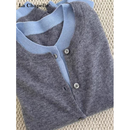 拉夏貝爾格雷系假兩件圓領針織衫女秋季不起球毛衣曡穿內搭上衣 拉夏貝爾格雷系假兩件圓領針織衫女秋季不起球毛衣曡穿內搭上衣