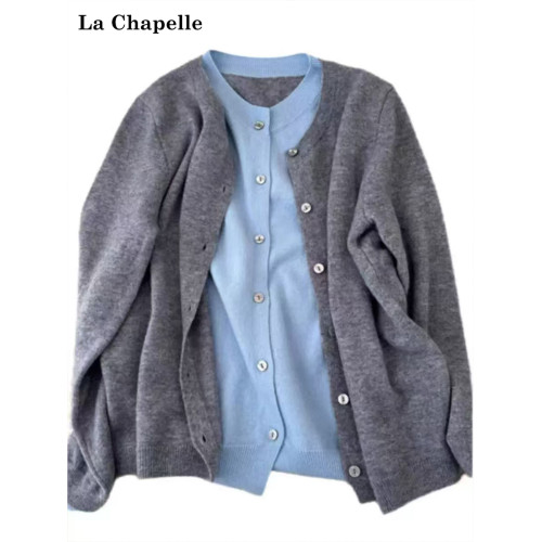 拉夏貝爾格雷系假兩件圓領針織衫女秋季不起球毛衣曡穿內搭上衣 拉夏貝爾格雷系假兩件圓領針織衫女秋季不起球毛衣曡穿內搭上衣