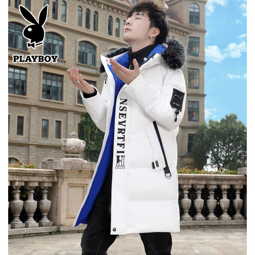 花花公子中長款羽絨服男士2025冬季新款潮流帥氣加厚保暖棉衣外套