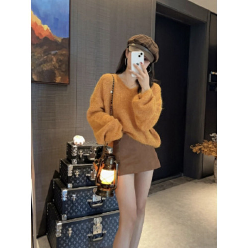 外穿軟糯針織上衣女秋冬2025新款慵懶風高級感寬松v領毛茸茸毛衣