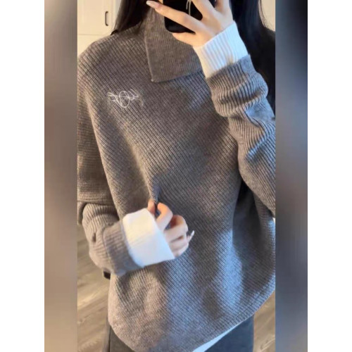 高級設計感高領不規則毛衣女秋冬韓系穿搭寬松慵懶風針織鬭篷上衣