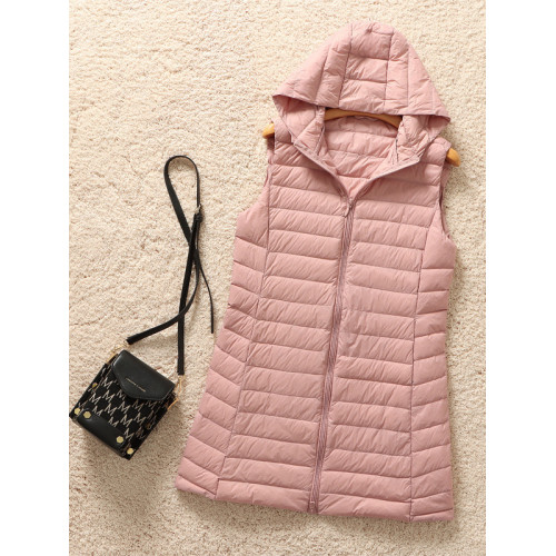 優品秋冬輕薄修身羽絨服連帽羽絨馬甲女中長款背心大衣白鴨絨保暖 優品秋冬輕薄修身羽絨服連帽羽絨馬甲女中長款背心大衣白鴨絨保暖