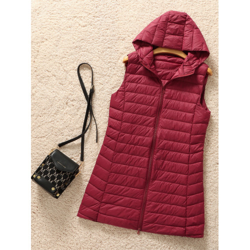 優品秋冬輕薄修身羽絨服連帽羽絨馬甲女中長款背心大衣白鴨絨保暖 優品秋冬輕薄修身羽絨服連帽羽絨馬甲女中長款背心大衣白鴨絨保暖