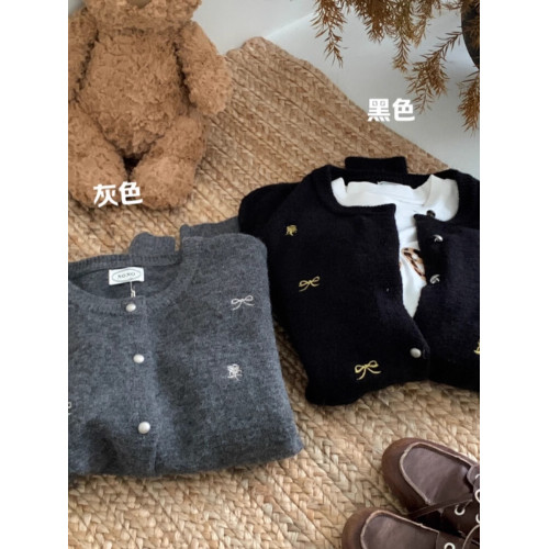 高級灰蝴蝶結刺綉針織外套浙江普院毛衣桐鄕高級嘉興濮院羊毛開衫