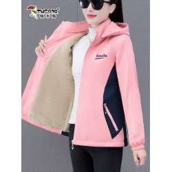 啄木鳥秋冬沖鋒衣外套女加絨加厚2025年新款爆款冬裝短款夾克上衣