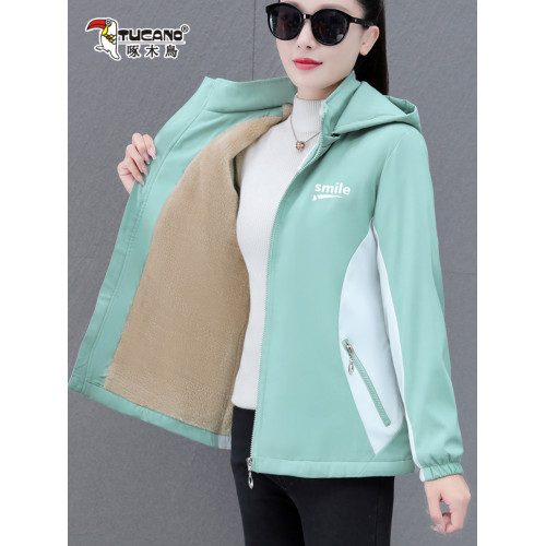 啄木鳥秋冬沖鋒衣外套女加絨加厚2025年新款爆款冬裝短款夾克上衣 啄木鳥秋冬沖鋒衣外套女加絨加厚2025年新款爆款冬裝短款夾克上衣