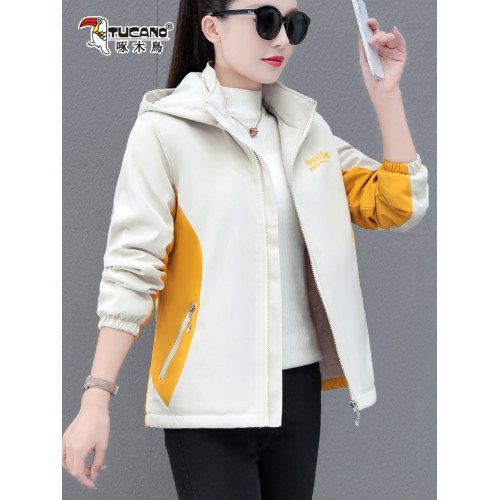 啄木鳥秋冬沖鋒衣外套女加絨加厚2025年新款爆款冬裝短款夾克上衣 啄木鳥秋冬沖鋒衣外套女加絨加厚2025年新款爆款冬裝短款夾克上衣