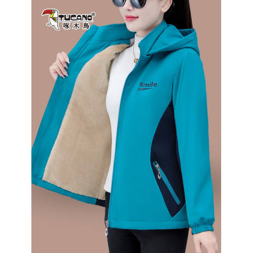 啄木鳥秋冬沖鋒衣外套女加絨加厚2025年新款爆款冬裝短款夾克上衣 啄木鳥秋冬沖鋒衣外套女加絨加厚2025年新款爆款冬裝短款夾克上衣