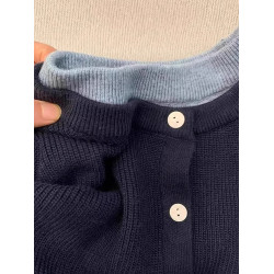 2025新款高級感假兩件針織衫女秋冬慵懶風紅色毛衣開衫設計感上衣