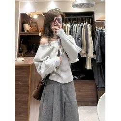 145小矮個子長袖毛衣女秋冬顯高穿搭寬松慵懶高級感針織衫上衣xs