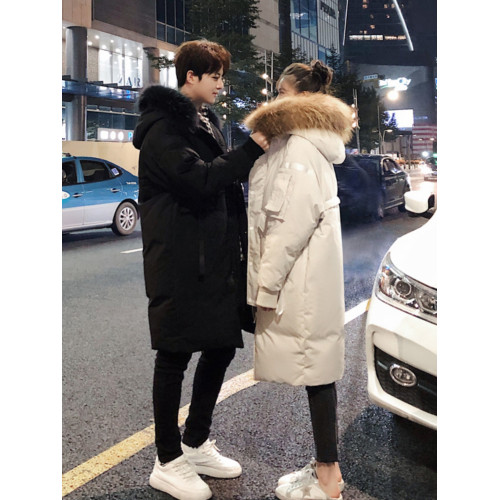 中長款情侶羽絨服2025新款連帽毛領時尚寬松男女款保暖加厚外套潮 中長款情侶羽絨服2025新款連帽毛領時尚寬松男女款保暖加厚外套潮