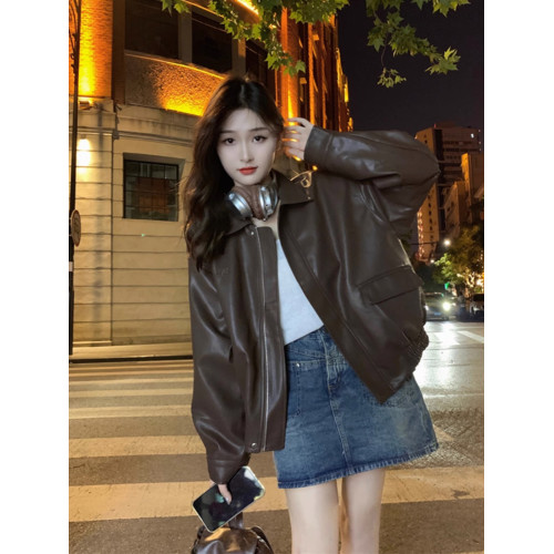 小香風皮衣短外套2025女士新款秋季美式爆款小個子皮夾克上衣女裝 小香風皮衣短外套2025女士新款秋季美式爆款小個子皮夾克上衣女裝