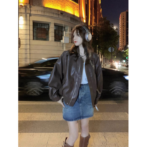 小香風皮衣短外套2025女士新款秋季美式爆款小個子皮夾克上衣女裝 小香風皮衣短外套2025女士新款秋季美式爆款小個子皮夾克上衣女裝