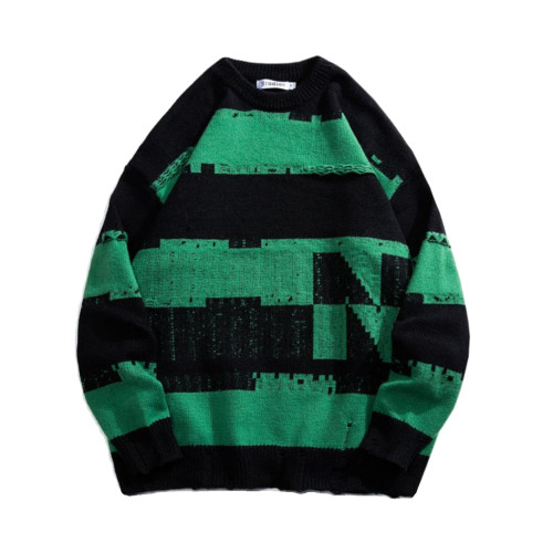 條紋拼色毛衣女秋冬胖mm學生大碼寬松慵懶風針織衫套頭圓領毛線衣 條紋拼色毛衣女秋冬胖mm學生大碼寬松慵懶風針織衫套頭圓領毛線衣