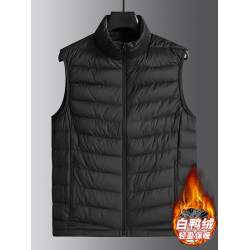 2025冬季輕薄羽絨服馬甲男新款加肥加大碼立領白鴨絨無袖背心外套