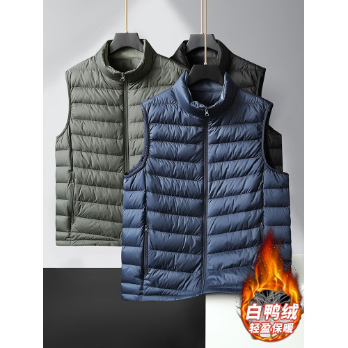 2025冬季輕薄羽絨服馬甲男新款加肥加大碼立領白鴨絨無袖背心外套 2025冬季輕薄羽絨服馬甲男新款加肥加大碼立領白鴨絨無袖背心外套
