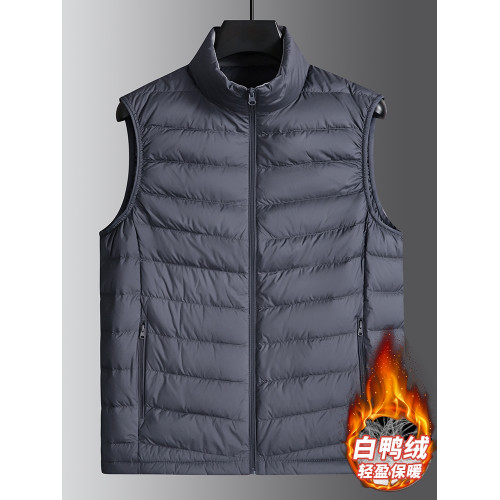 2025冬季輕薄羽絨服馬甲男新款加肥加大碼立領白鴨絨無袖背心外套 2025冬季輕薄羽絨服馬甲男新款加肥加大碼立領白鴨絨無袖背心外套