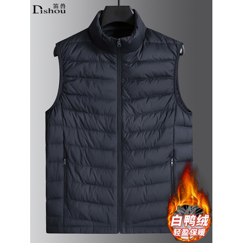 2025冬季輕薄羽絨服馬甲男新款加肥加大碼立領白鴨絨無袖背心外套 2025冬季輕薄羽絨服馬甲男新款加肥加大碼立領白鴨絨無袖背心外套