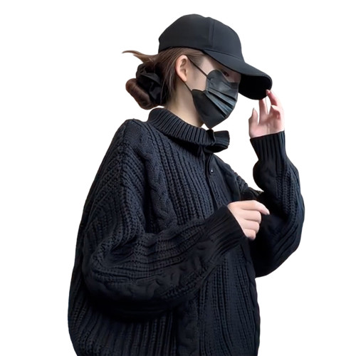 黑色高領毛衣外套女秋冬季2025新款小香慵懶風高級感針織開衫上衣