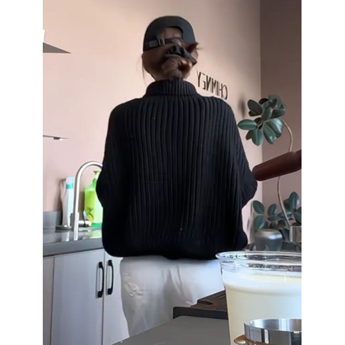 黑色高領毛衣外套女秋冬季2025新款小香慵懶風高級感針織開衫上衣