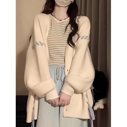 日系慵懶風寬松毛衣開衫女春秋冬新款大碼胖妹妹溫柔軟糯針織外套