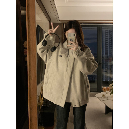 毛呢外套女2025秋冬款寬松百搭設計感小衆美式復古翻領夾克棒球服 毛呢外套女2025秋冬款寬松百搭設計感小衆美式復古翻領夾克棒球服