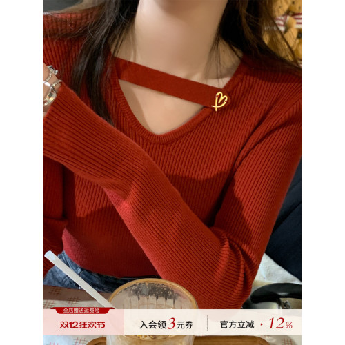 蘇三三紅色毛衣女秋冬2025新款內搭針織打底衫聖誕穿搭高級感上衣