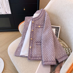 藍色小香風外套女高級感2025春秋新款今年流行名媛範小個子短外套