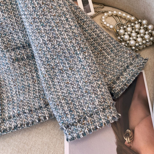 藍色小香風外套女高級感2025春秋新款今年流行名媛範小個子短外套 藍色小香風外套女高級感2025春秋新款今年流行名媛範小個子短外套