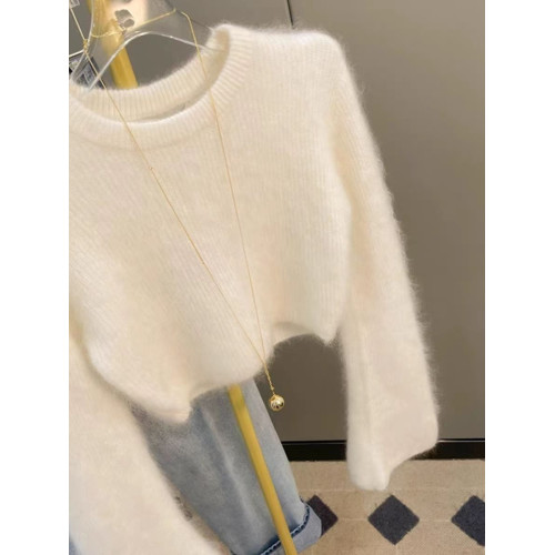 一線品牌剪標大牌軟糯水貂絨毛衣女秋冬小個子短款針織衫上衣 一線品牌剪標大牌軟糯水貂絨毛衣女秋冬小個子短款針織衫上衣