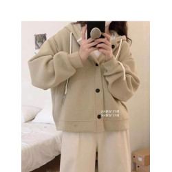 胖妹妹300斤慵懶風連帽外套女2024秋冬新款寬松顯瘦百搭開衫衛衣