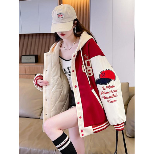 美式棒球服外套女秋冬季加絨加厚夾克2025新款初高中學生大童棉服 美式棒球服外套女秋冬季加絨加厚夾克2025新款初高中學生大童棉服