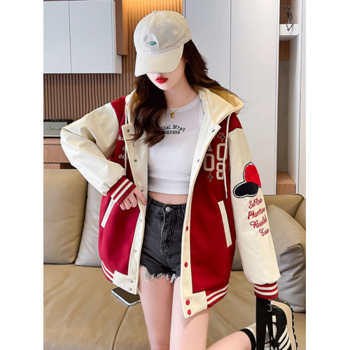 美式棒球服外套女秋冬季加絨加厚夾克2025新款初高中學生大童棉服 美式棒球服外套女秋冬季加絨加厚夾克2025新款初高中學生大童棉服