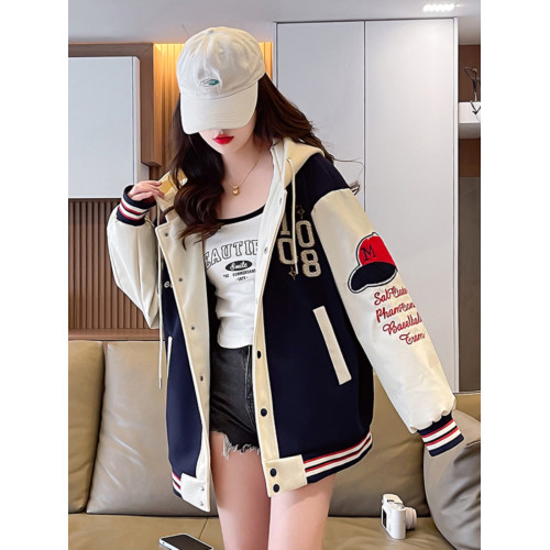 美式棒球服外套女秋冬季加絨加厚夾克2025新款初高中學生大童棉服 美式棒球服外套女秋冬季加絨加厚夾克2025新款初高中學生大童棉服