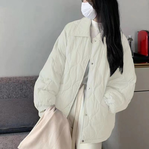 2025年春秋新款輕薄羽絨棉服女麵包服寬松翻領韓版短款棉衣外套潮 2025年春秋新款輕薄羽絨棉服女麵包服寬松翻領韓版短款棉衣外套潮