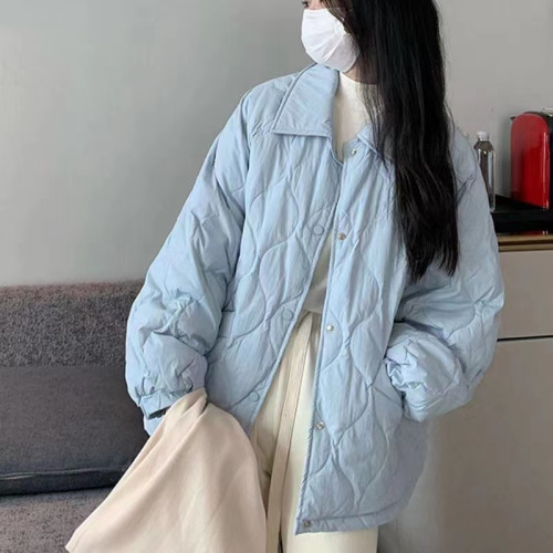 2025年春秋新款輕薄羽絨棉服女麵包服寬松翻領韓版短款棉衣外套潮 2025年春秋新款輕薄羽絨棉服女麵包服寬松翻領韓版短款棉衣外套潮