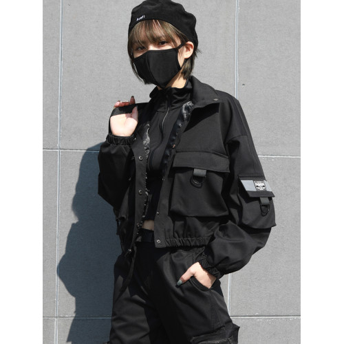 個性夾克女秋冬短款2025新款小個子帥氣顯瘦工裝夾棉夾克短外套潮 個性夾克女秋冬短款2025新款小個子帥氣顯瘦工裝夾棉夾克短外套潮