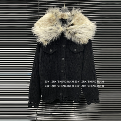 付新博女裝拆卸毛領針織毛衣女美式復古時尚加厚開衫外套15183 付新博女裝拆卸毛領針織毛衣女美式復古時尚加厚開衫外套15183