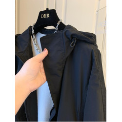 超大碼300斤中長款連帽沖鋒衣外套女胖mm秋冬季寬松百搭風衣ins潮