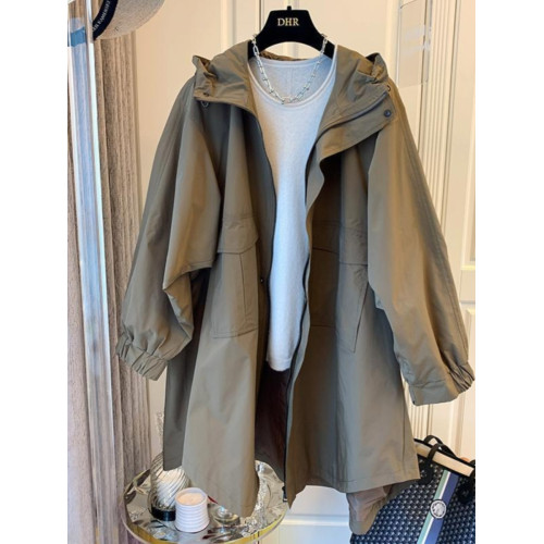 超大碼300斤中長款連帽沖鋒衣外套女胖mm秋冬季寬松百搭風衣ins潮