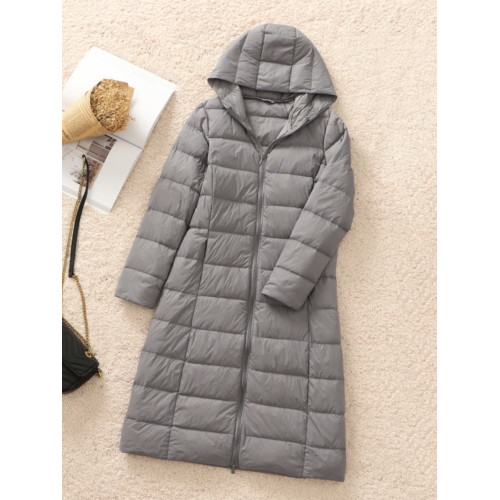 優品輕薄羽絨服女新款加長款過膝修身顯瘦連帽白鴨絨外套時尚保暖 優品輕薄羽絨服女新款加長款過膝修身顯瘦連帽白鴨絨外套時尚保暖