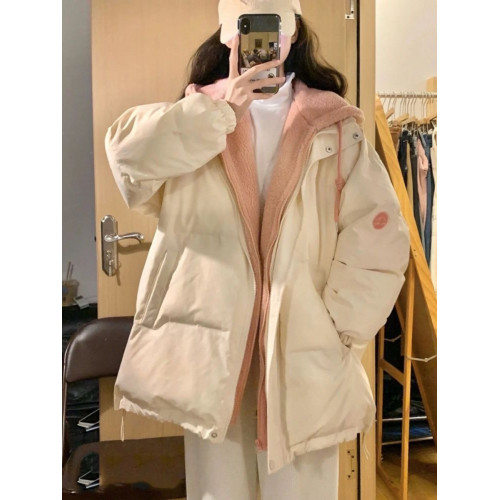 假兩件羽絨服女冬季2025新款韓系寬松冬裝羊羔毛外套女款加絨加厚 假兩件羽絨服女冬季2025新款韓系寬松冬裝羊羔毛外套女款加絨加厚