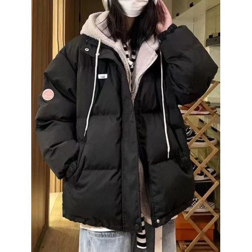 假兩件羽絨服女冬季2025新款韓系寬松冬裝羊羔毛外套女款加絨加厚 假兩件羽絨服女冬季2025新款韓系寬松冬裝羊羔毛外套女款加絨加厚