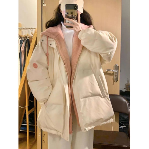 假兩件羽絨服女冬季2025新款韓系寬松冬裝羊羔毛外套女款加絨加厚 假兩件羽絨服女冬季2025新款韓系寬松冬裝羊羔毛外套女款加絨加厚