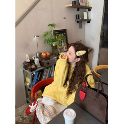 黃色奶fufu超好看麻花毛衣高級感冬季加厚慵懶軟糯寬松外穿上衣女